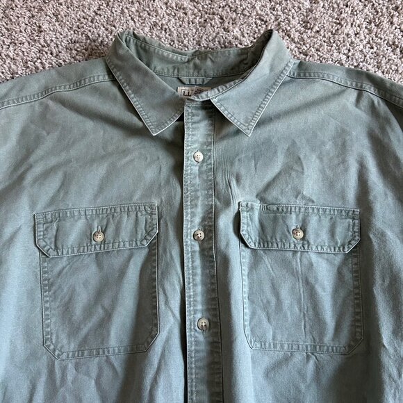 L.L.Bean Mens XXL Traditional Fit Green Button-Up Shirt Long Sleeve Shirt - Picture 2 of 8